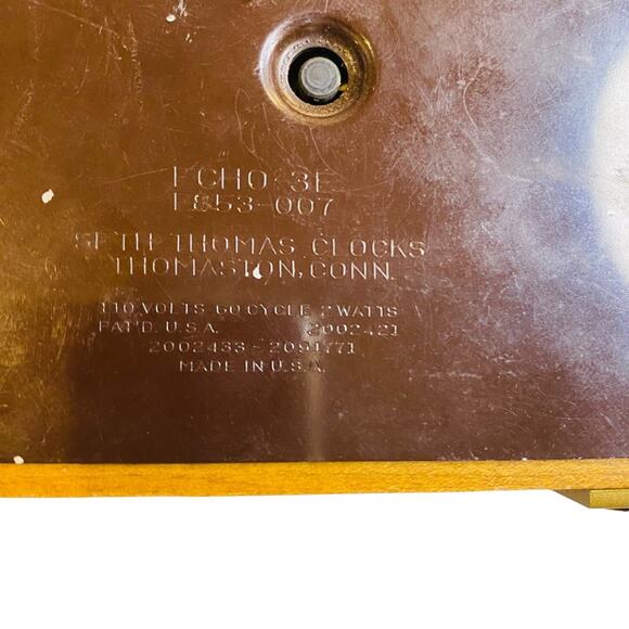 Seth Thomas Midcentury Wood Desk Clock Model ECHO-3E Electric - Picture 9 of 9